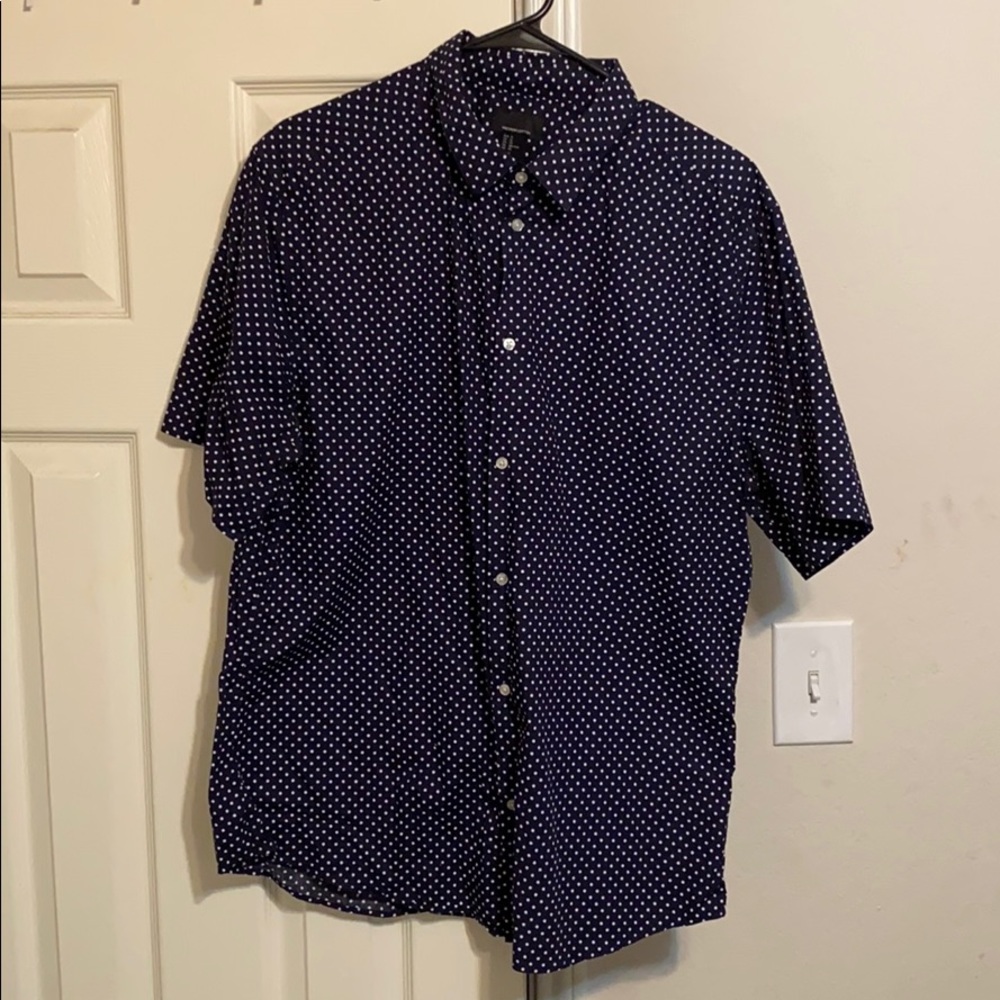 H&M Navy Dotted Button Up XL